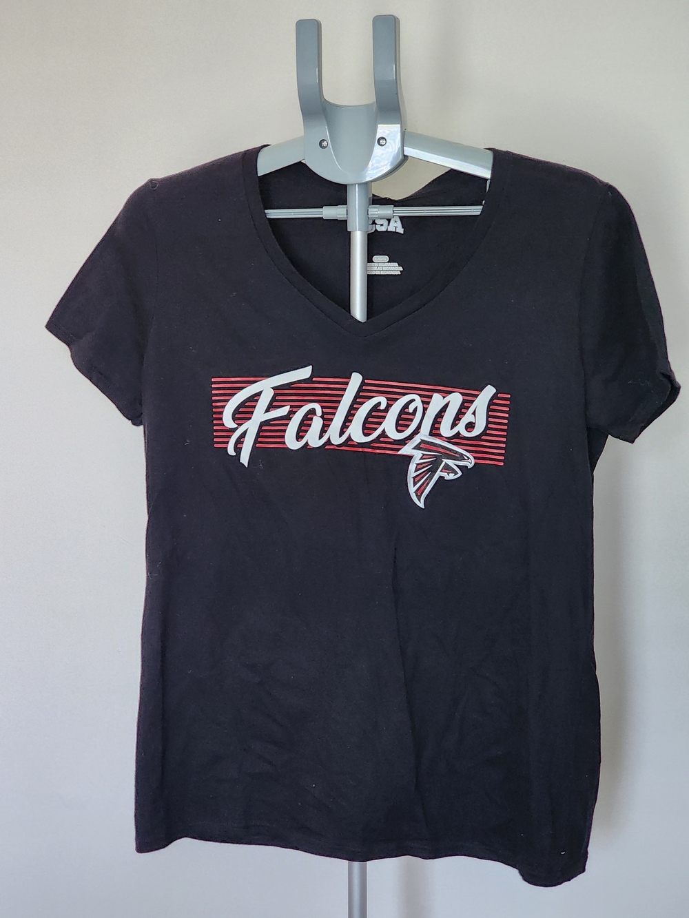NFL Falcons Black V-Neck Script Logo Tee